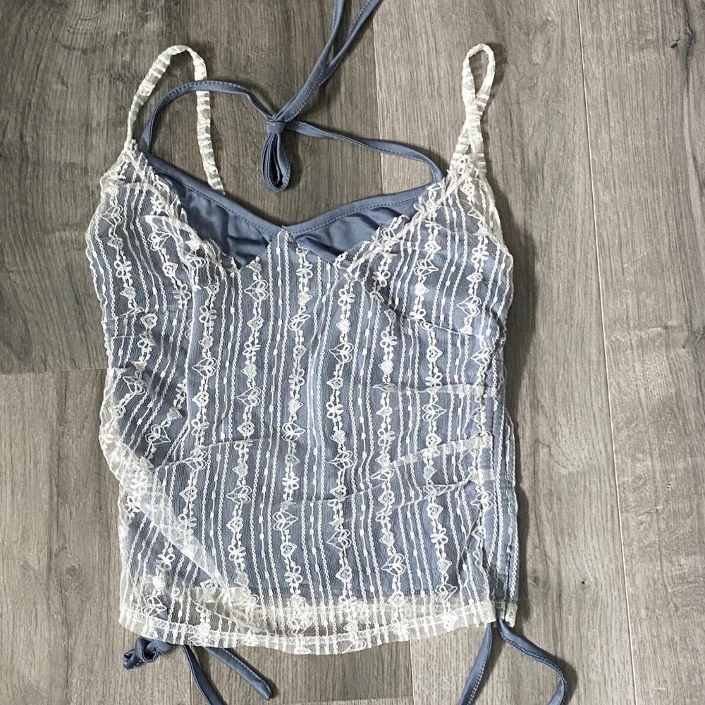 Lacy blue halter top